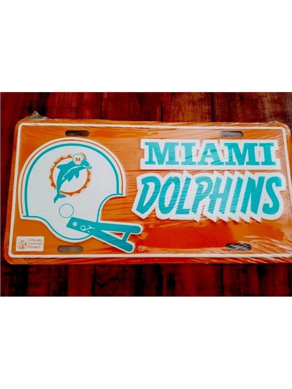 Miami Dolphins Orange and Aqua Decorative License Plate - Official NFL
